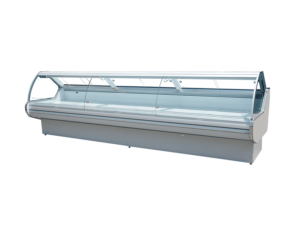 Armoire à charcuterie extra-longue en verre courbé